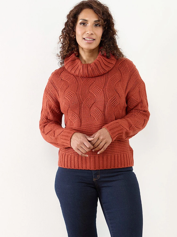 Petite Cable Knit Turtleneck Pullover