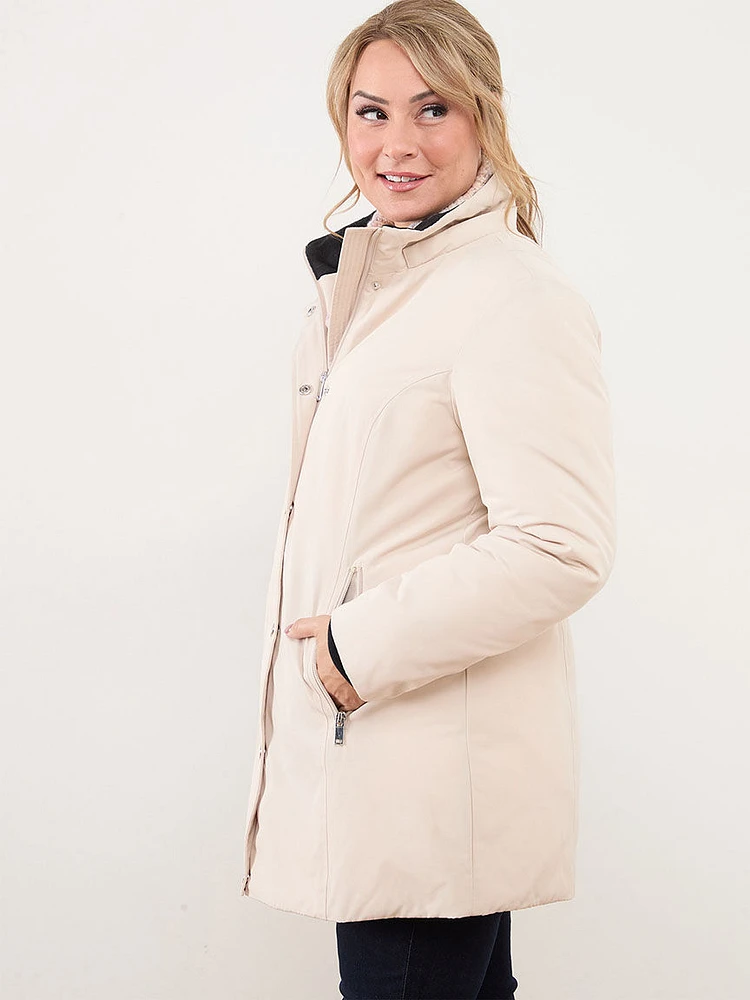 Petite Vegan Down Hooded Parka with Removable Hood