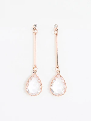 Rose Gold Earrings with Glass Teardrops