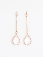 Rose Gold Earrings with Glass Teardrops