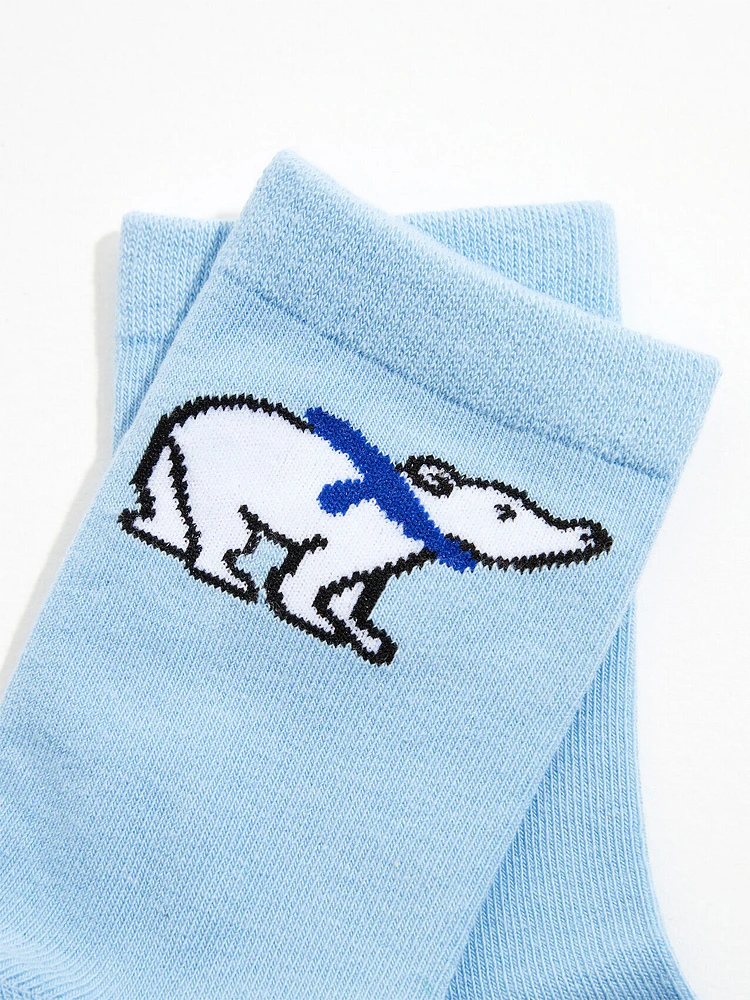 Powder Blue Polar Bear Crew Socks