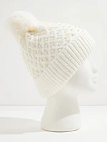 Cable Knit Toque with Pearls