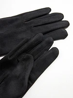 Faux Fur Trim Black Gloves