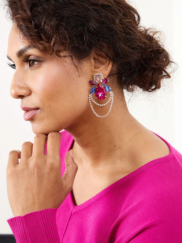 Magenta Crystal Statement Earring