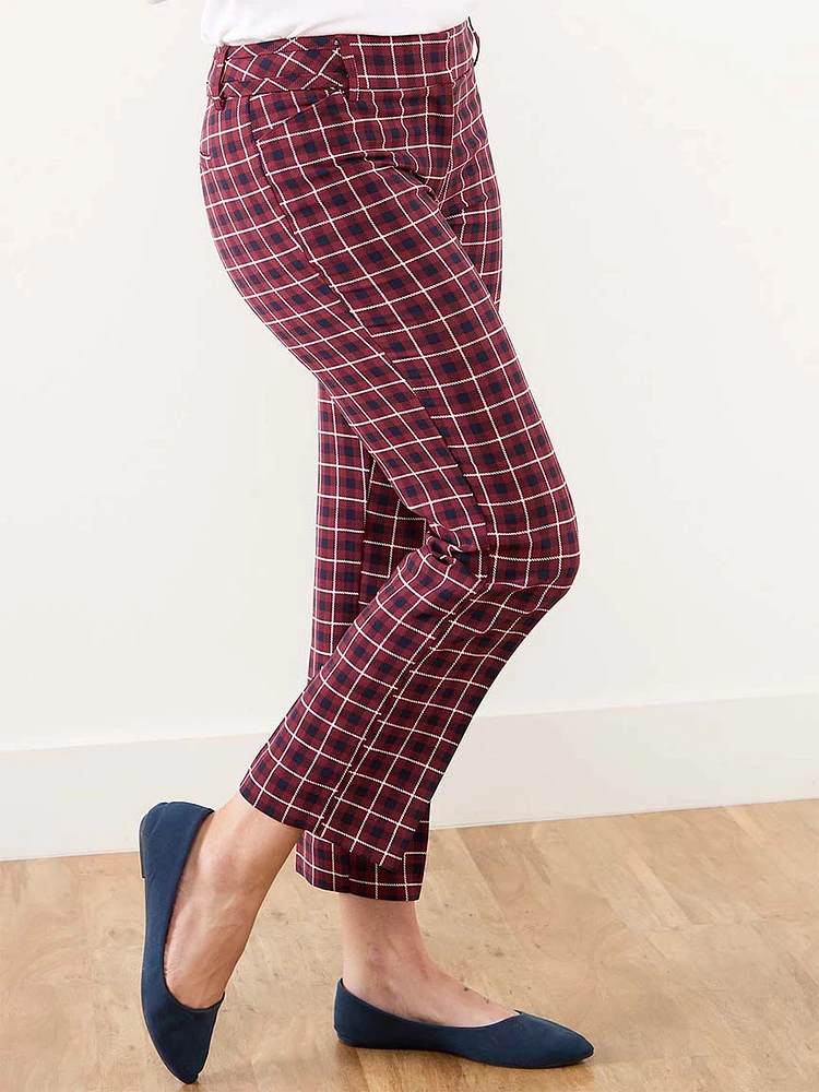 Leah Straight Ankle Pant Plaid