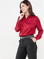 Button Front Satin Blouse