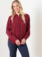 Relaxed Fit Button Front Crepe Blouse