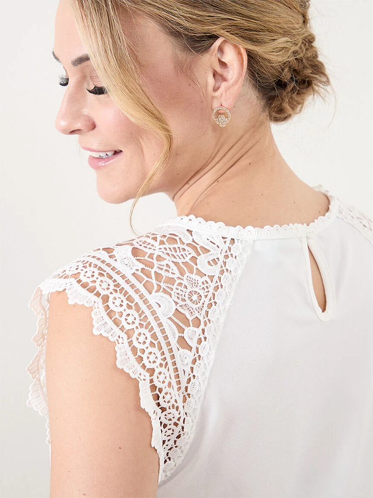 Petite Lace Cap Sleeve Top