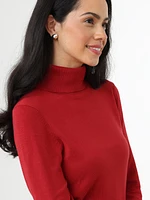 Petite Turtleneck Sweater with Button Detail