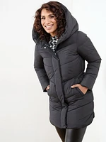 Petite Vegan Hooded Coat