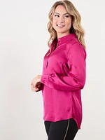 Petite Button Up Satin Blouse