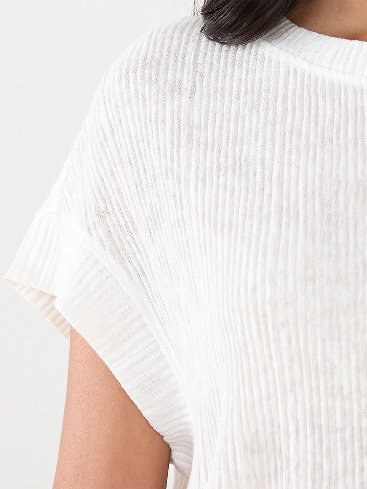 Petite Short Sleeve Relax Fit Pleated Top