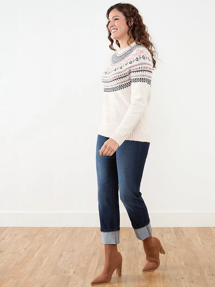 FairIsle Crew Neck Pullover Sweater