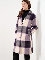 Woven Pattern Wool-Blend Top Coat