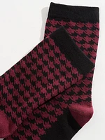 Houndstooth Crew Sock