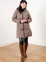 Diamond Quilted Hooded Coat