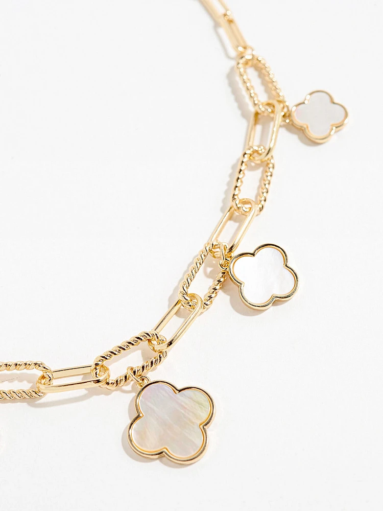 Gold and Mother of Pearl Clover Charm Necklace