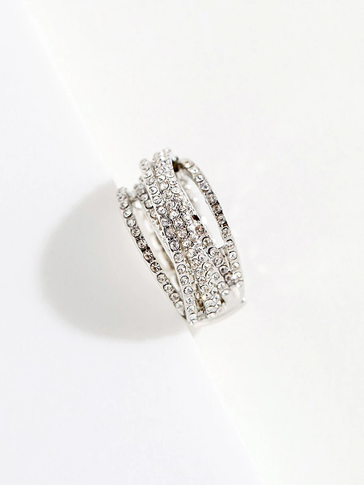 Silver Rhinestone Stretch Ring