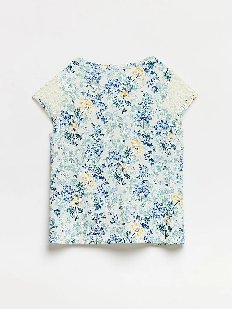 Petite Lace Yoke Sleeveless Top