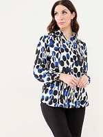 Button Front Blouse with Ruched Cuffs