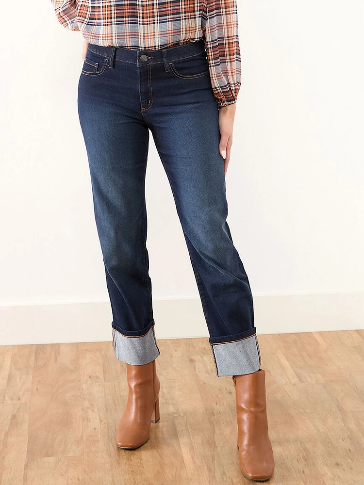 Olivia Dark Wash Turn Cuff Jean