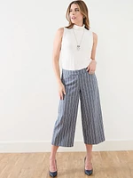 Morgan Wide Leg Chambray Cropped Pant