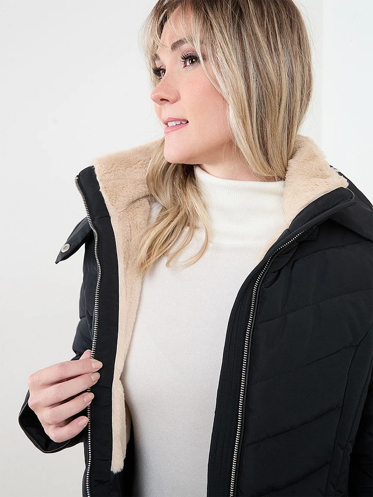 Vegan Chevron Down Coat