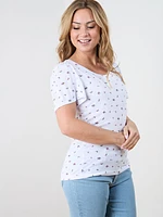 Petite Short Flutter Sleeve Scoop Neck T-Shirt