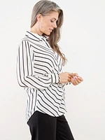 Button Front Blouse with Ruched Cuffs