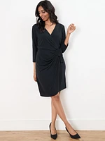 Petite Luxe Stretch Faux Wrap Dress