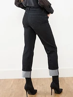 Olivia Black Wash Turn-Cuff Jeans