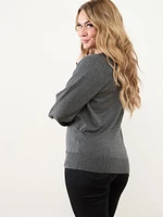 Petite Knit Blouson Sleeve Wrap Pull-Over Sweater