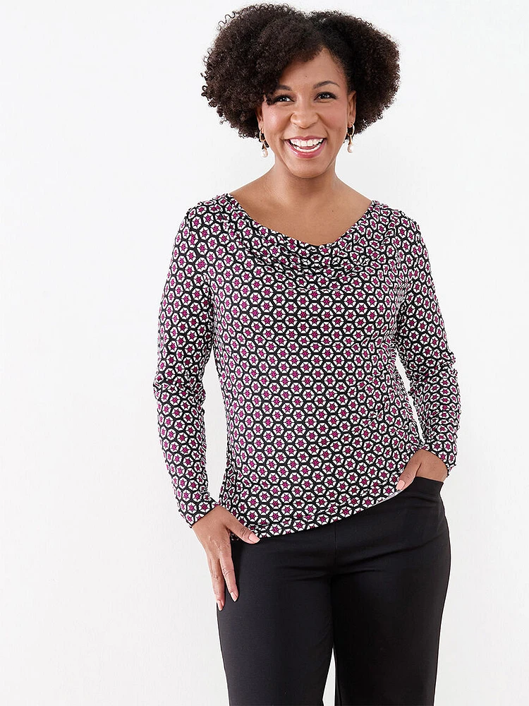 Petite Soft Stretch Cowl Neck Top