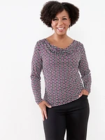 Petite Soft Stretch Cowl Neck Top