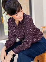 Petite Relaxed Fit Button Front Blouse