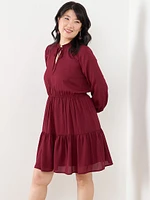 Long Sleeve Tiered Knee Length Dress