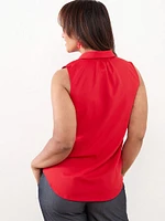 Petite Sleeveless Collared Blouse
