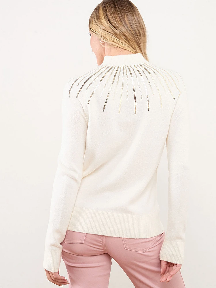 Sequin Mock Neck Sweater