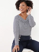 Petite Long Sleeve Cowl Neck Top