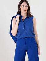 Sleeveless Classic Fit Collared Blouse