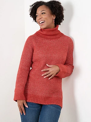 Petite Rib Knit Turtleneck Sweater