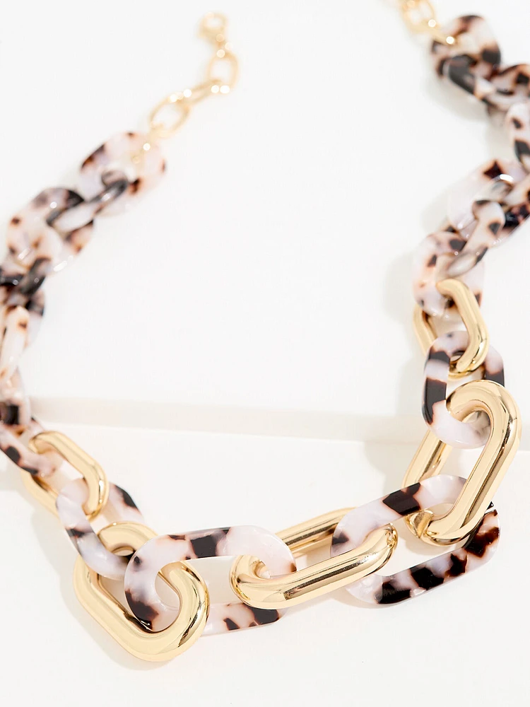 Tortoise Shell and Gold Short Necklace