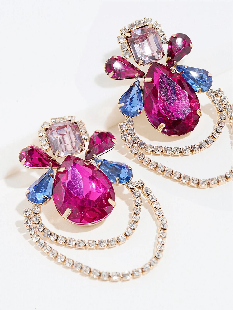 Magenta Crystal Statement Earring