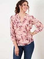 Long Sleeve Relaxed Fit V-Neck Blouse