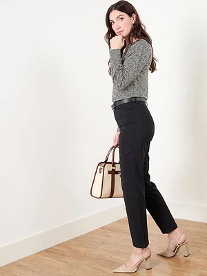 Emily Microtwill Slim Leg Pant Black