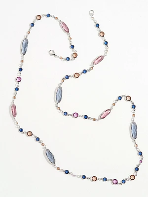 Silver Multi-Stone Long Necklace