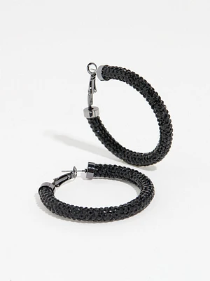 Black Studded Hoop Earrings