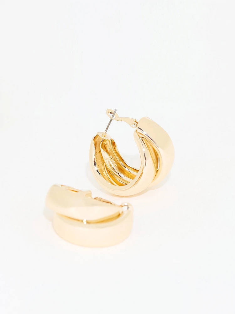 Gold Chunky Double Hoop Earrings