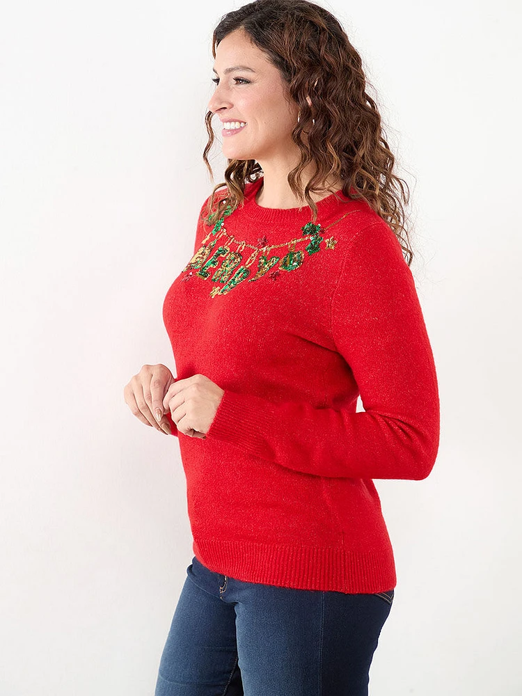 Holiday Sequin Pullover Sweater