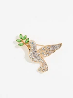 Gold Pave Dove Pin